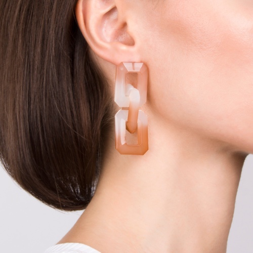 Серьги Moon Paris, Lorian, с объемными звеньями, ML-21.11-001 бежевый фото 4