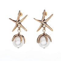 Серьги Alcozer&J, с жемчугом, AL2406-OP3225C золотистый