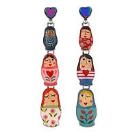 Серьги TARATATA, Nanas, асимметричные, со смолой и гематитом, TT-W24-03940-10M серебристый