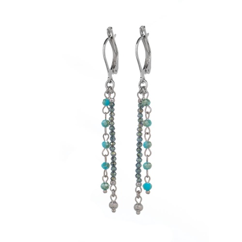 Серьги Lanzerotti, Verde, с кристаллами, LZ-24.12-552 бирюзовый