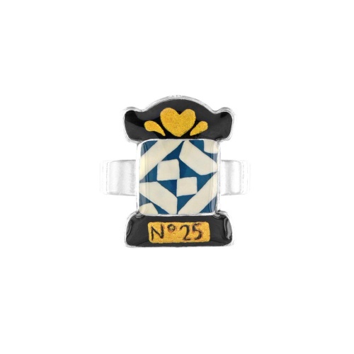 Кольцо TARATATA, Ruban, разъемное, цветная смола, золотая краска, TT-W25-10421-104 синий