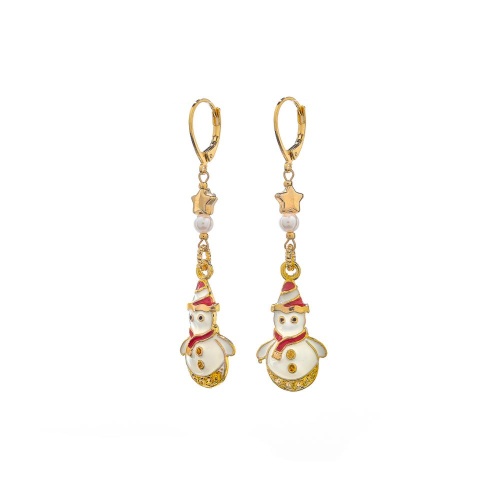 Серьги Lanzerotti, Mustang, перламутр, эмаль, подвеска-снеговик, LZ-25.11-351 белый