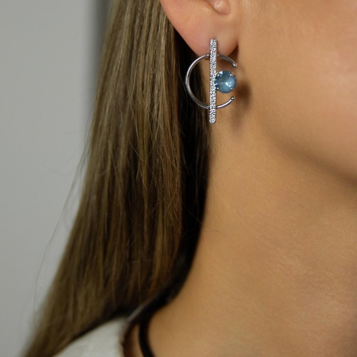 Серьги Catherine Bijoux, Half moon, с кристаллом, CB25.1-5356FS голубой фото 2