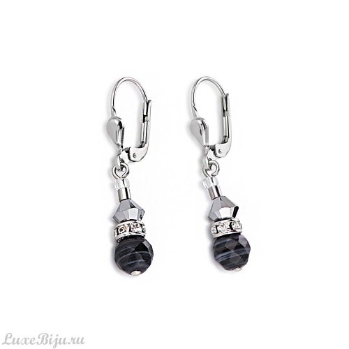 Серьги Coeur de Lion Black-White 4894/20-1314