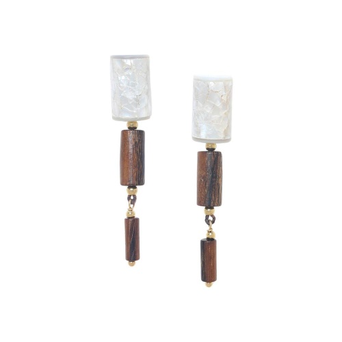 Серьги Nature Bijoux, Okawa, с перламутром и деревом роблес, NB26.1-12-90593 коричневый фото 2