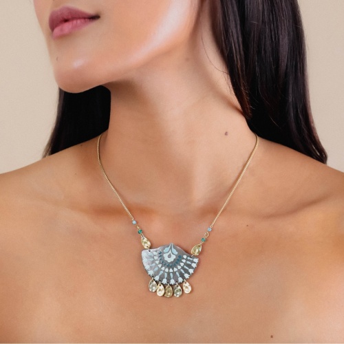 Колье Franck Herval, Talulah, аквамарин, амазонит,перламутр, эмаль, FH24.2-15-64012 золотистый фото 3