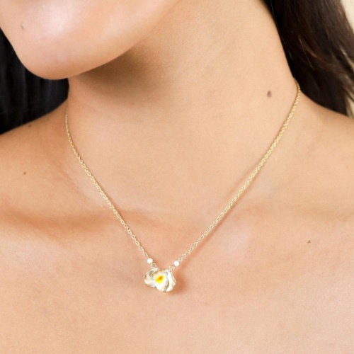 Колье Franck Herval, Betty, цветок, цветная эмаль, агат, FH25.2-15-64400 желтый фото 3