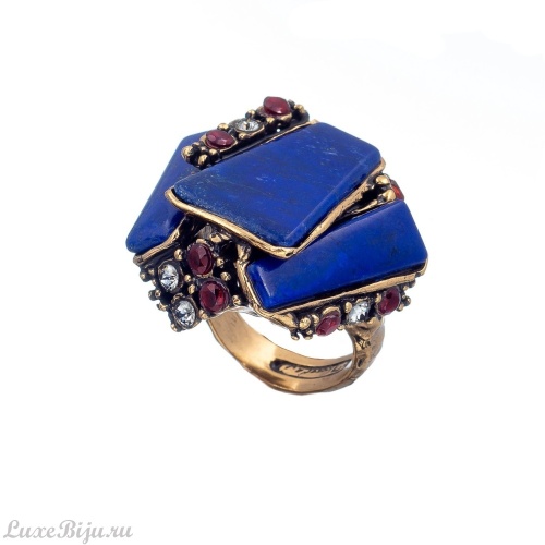 Кольцо Alcozer&J, лазурит, гранатом, Swarovski, AL2406-A108RW23 синий