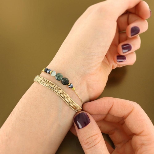 Браслет TARATATA, Zen, стеклянные бусины, гематит, яшма Камбаба, TT-W25-07313-20M золотистый фото 4