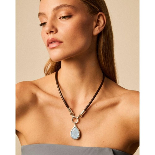 Колье VIDDA, Mermaid, кожаное, с кристаллом Swarovski, VD25.1-02070 зеленый, 50см фото 2