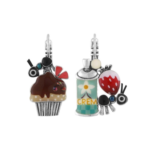 Серьги TARATATA, Chapardeuse, асимметричные,со смолой,бусинами и нитью, TT-H24-07791-10M серебристый