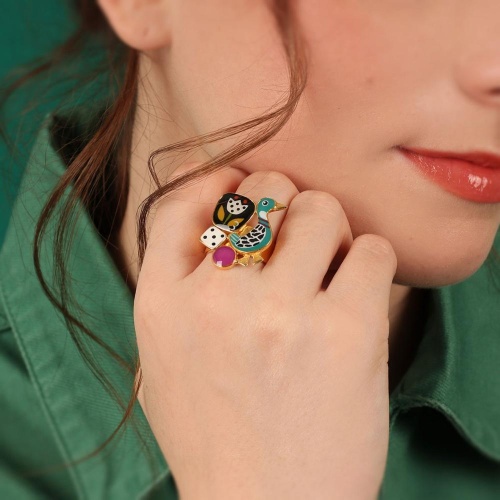 Кольцо TARATATA, Jeu De L`oie, разъемное, с цветной смолой, TT-H24-01402-20M золотистый фото 3