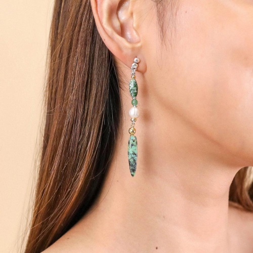 Серьги Nature Bijoux, Mara, бирюза, жемчуг, агат, авантюрин, NB24.2-12-79762 зеленый фото 5