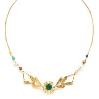 Колье Franck Herval, Mathilde, с жадом, яшмой, цитрином, костью, агатом, FH24.1-15-63972 золотистый