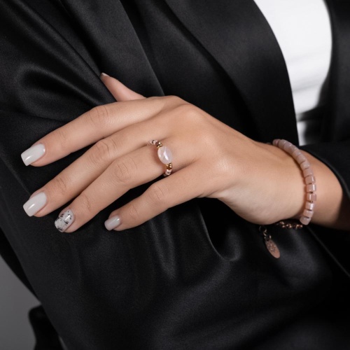 Кольцо Lanzerotti, Caramello, лунный камень, солнечник и гематит, LZ-24.11-518 бежевый фото 2