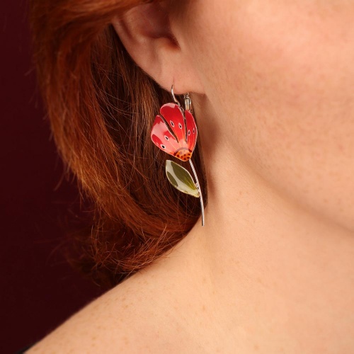 Серьги TARATATA, Borneo, асимметрия, цветная смола, роспись, TT-H26-01705-10M серебристый фото 3