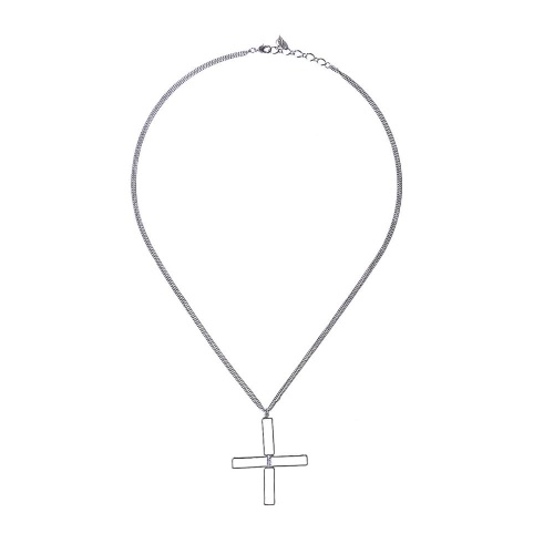 Колье Moon Paris, Ringo, с подвеской в форме креста, с кристаллом, MR-22.12-195 серебристый фото 4
