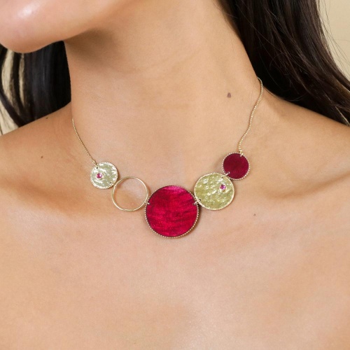 Колье Franck Herval, Marly, с ракушками Capiz в смоле, Swarovski, FH25.2-15-64431 бордовый фото 3