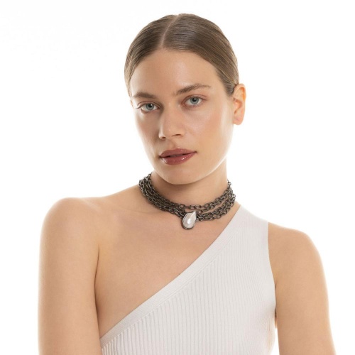 Колье Katerina Vassou, Upbeat, многослойное, с жемчугом, KV26.1-406066B серебристый фото 2