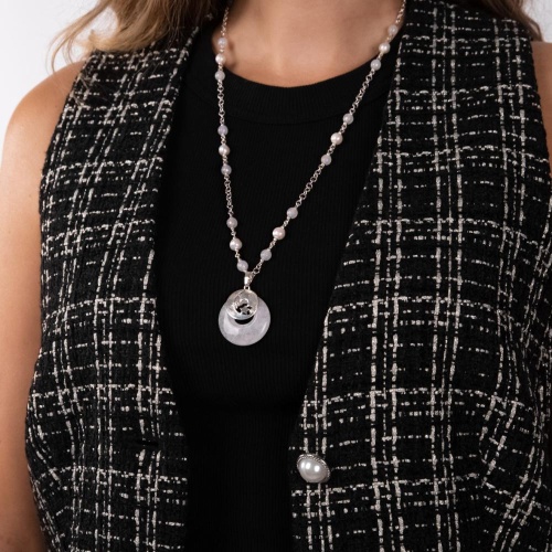 Колье Lanzerotti, Splendore, с жемчугом, жадом и кварцем, LZ-24.08-326 серебристый фото 3