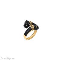 Кольцо Polina Firenze, разъемное, пантера, кристаллы, эмаль, PF26.1-AN3028 черный, 18