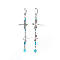 Серьги Lanzerotti, Marino, варисцит, кристаллы, подвески-стрекозы, LZ-25.06-155 голубой