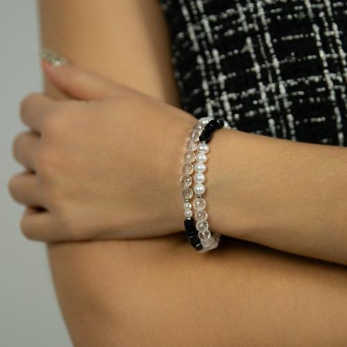 Браслет Lanzerotti, Pianoforte, в несколько оборотов, жемчуг, турмалин, LZ-25.12-389 черный фото 2