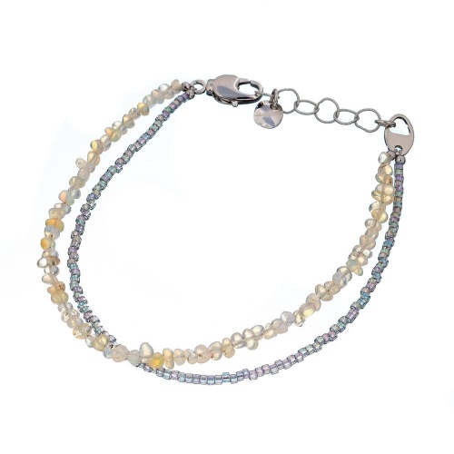 Браслет Lanzerotti, Ispirazione, двойной, опал, японский бисер, LZ-24.10-442 серебристый