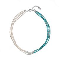 Колье Lanzerotti, Marino, многослойное, с жемчугом и бирюзой, LZ-25.06-156 голубой