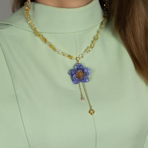 Колье Lanzerotti, Erbario, с цитрином, фианитом и цветком, LZ-26.02-041 сиреневый фото 3