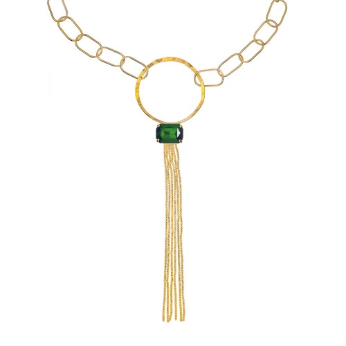 Колье Catherine Bijoux, Crystal diva, с кристаллом и цепями, CB25.1-5280AG зеленый фото 2