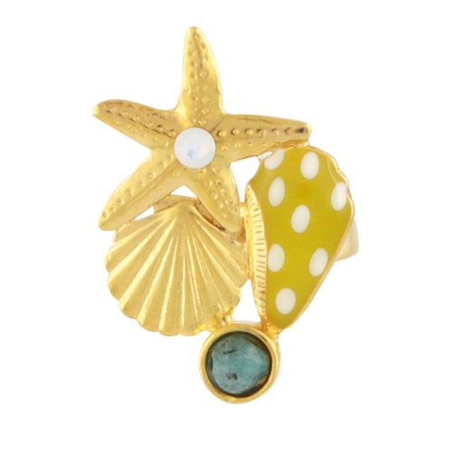 Кольцо TARATATA, Archipel, разъемное, со смолой, стразами и кварцем, TT-E24-03404-20Y желтый