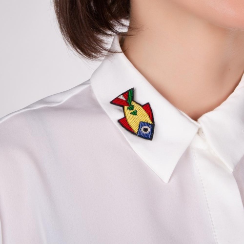 Брошь Moon Paris, цветная рыбка из текстиля, Mo-22.03-017 желтый фото 4