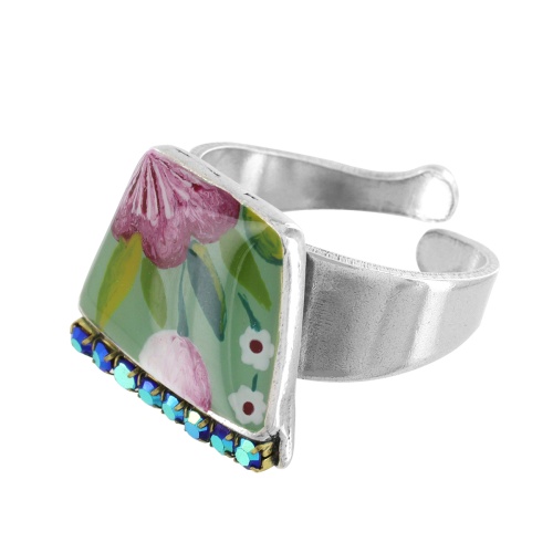 Кольцо TARATATA, Ciboulette, разъемное, с цветной смолой и стразами, TT-E24-08416-106 зеленый фото 2