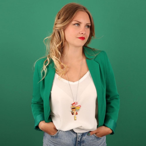 Колье TARATATA, Ketchup, смола, пудра, блестки, шнур и кабошон, TT-W23-08114-10M серебристый фото 3