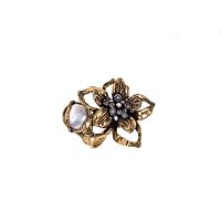 Кольцо Alcozer&J, жемчуг, изумруд, кристаллы Swarovski, AL2502-A78ZY24 золотистый