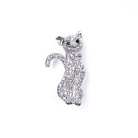 Брошь Moon Paris, Nord, кошка, с кристаллами, MoS-22.03-016 серебристый