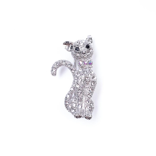 Брошь Moon Paris, Nord, кошка, с кристаллами, MoS-22.03-016 серебристый