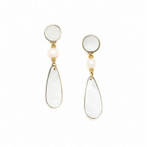 Серьги Nature Bijoux, Moonlight, ракушка Capiz в смоле, жемчуг, NB26.2-12CP79393 белый