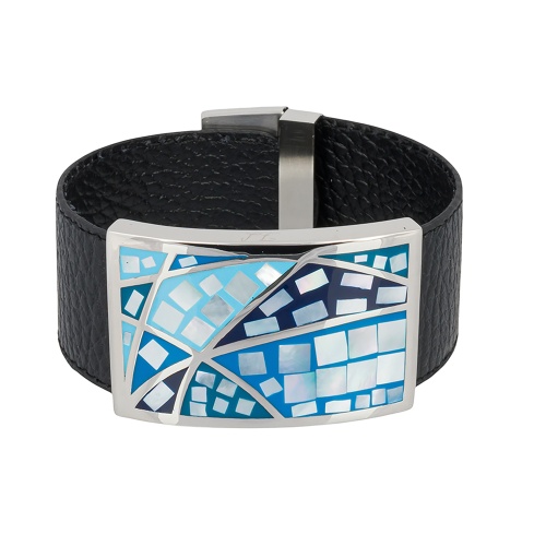 Браслет Fiore Luna на кожаном черном ремешке, CB01156-7 BL/S фото 3