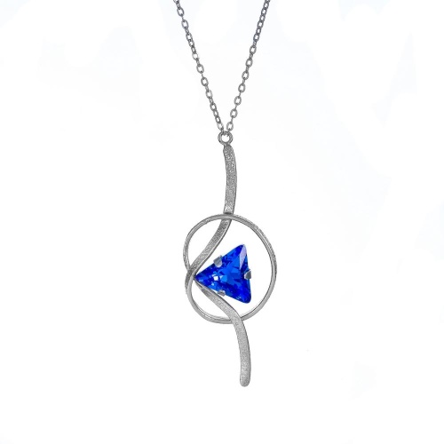 Колье Catherine Bijoux, The three sides of the triangle, с кристаллом, CB24.2-5309AS синий