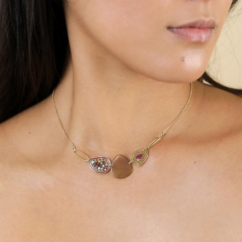 Колье Franck Herval, Cassandra, перламутр, гранат, говлит, унакит, FH25.2-15-64442 бордовый фото 3