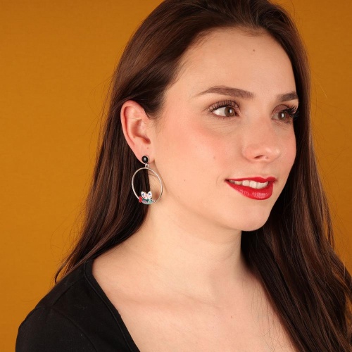 Серьги TARATATA, Dans les nuages, асимметричные, с цветной смолой, TT-H24-03922-10M серебристый фото 3