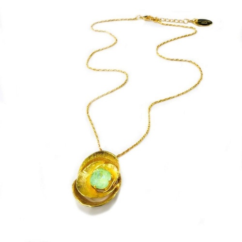 Колье Catherine Bijoux, Abstract shell, с кристаллом, CB25.1-5381AG мятный