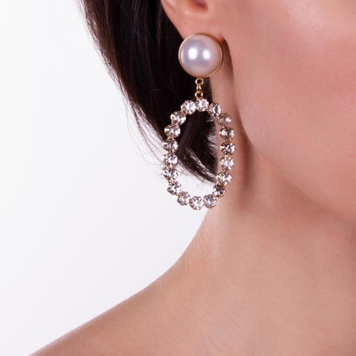 Серьги Moon Paris, Ringo Queen, с кристаллами и акриловыми бусинами, MRQ-22.12-010 золотистый фото 3