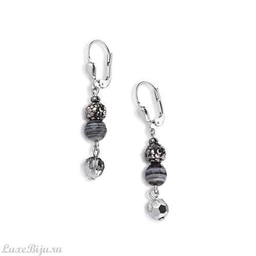 Серьги Coeur de Lion Black-White 4895/20-1314