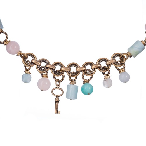 Колье Alcozer&J, с аквамарином, кварцем и амазонитом, AL-C58DS25-R розовый фото 2