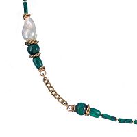 Колье Alcozer&J, с малахитом и жемчугом, AL-C78CH25-R зеленый
