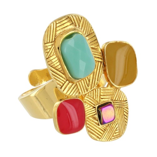 Кольцо TARATATA, Joyeuse, разъемное,со смолой,стеклянными бусинами, TT-H24-11420-20M золотистый фото 2