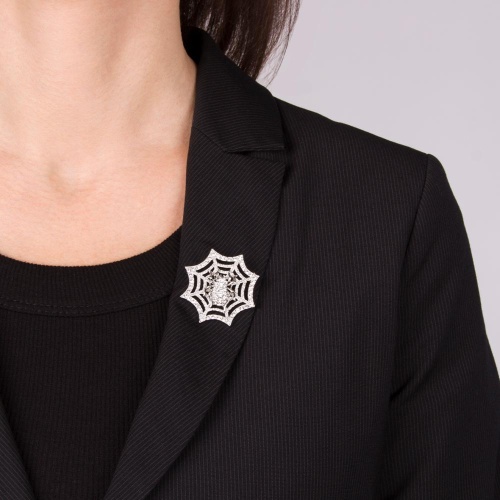 Брошь Moon Paris, Nord, паук на паутине, с кристаллами, MoS-21.10-002 серебристый фото 4